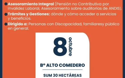 Oficina Móvil de Asesoramiento para personas con discapacidad estará en Alto Comedero