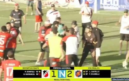 Escándalo en Mendoza: los jugadores de Deportivo Maipú se agarraron a piñas con sus hinchas