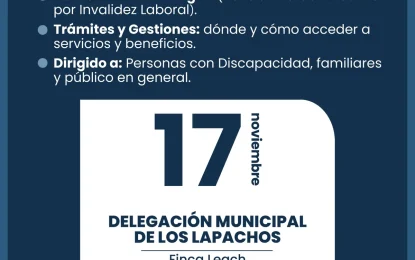 Oficina Móvil brindará asesoramiento a personas con discapacidad en Los Lapachos