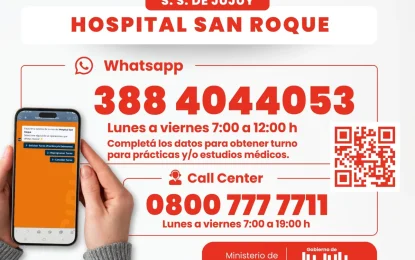 El Hospital San Roque inició con la modalidad de turnos por WhatsApp